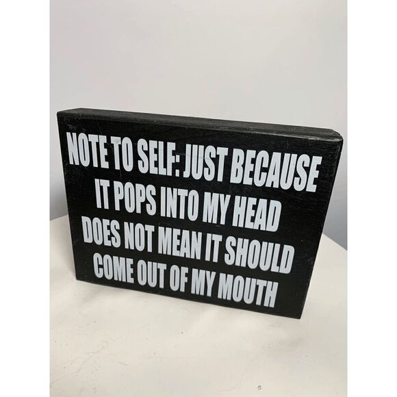 JennyGems Note To Self Just Because It Pops Into My Head Wooden Funny Sign 6X8 - Picture 1 of 3